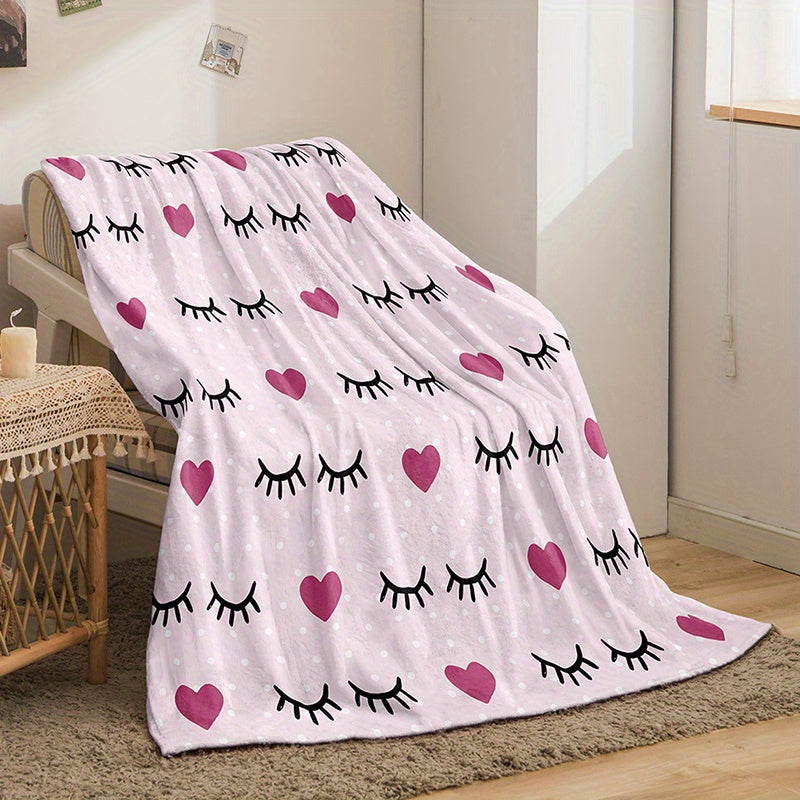 1pc Soft Abstract Eyelashes Nap Blanket - Throws for Couch, Bed, Sofa, and Travel - Ultra-Soft, Air-Conditioning, Birthday Gift Idea, Cozy, Lightweight, and Compact
