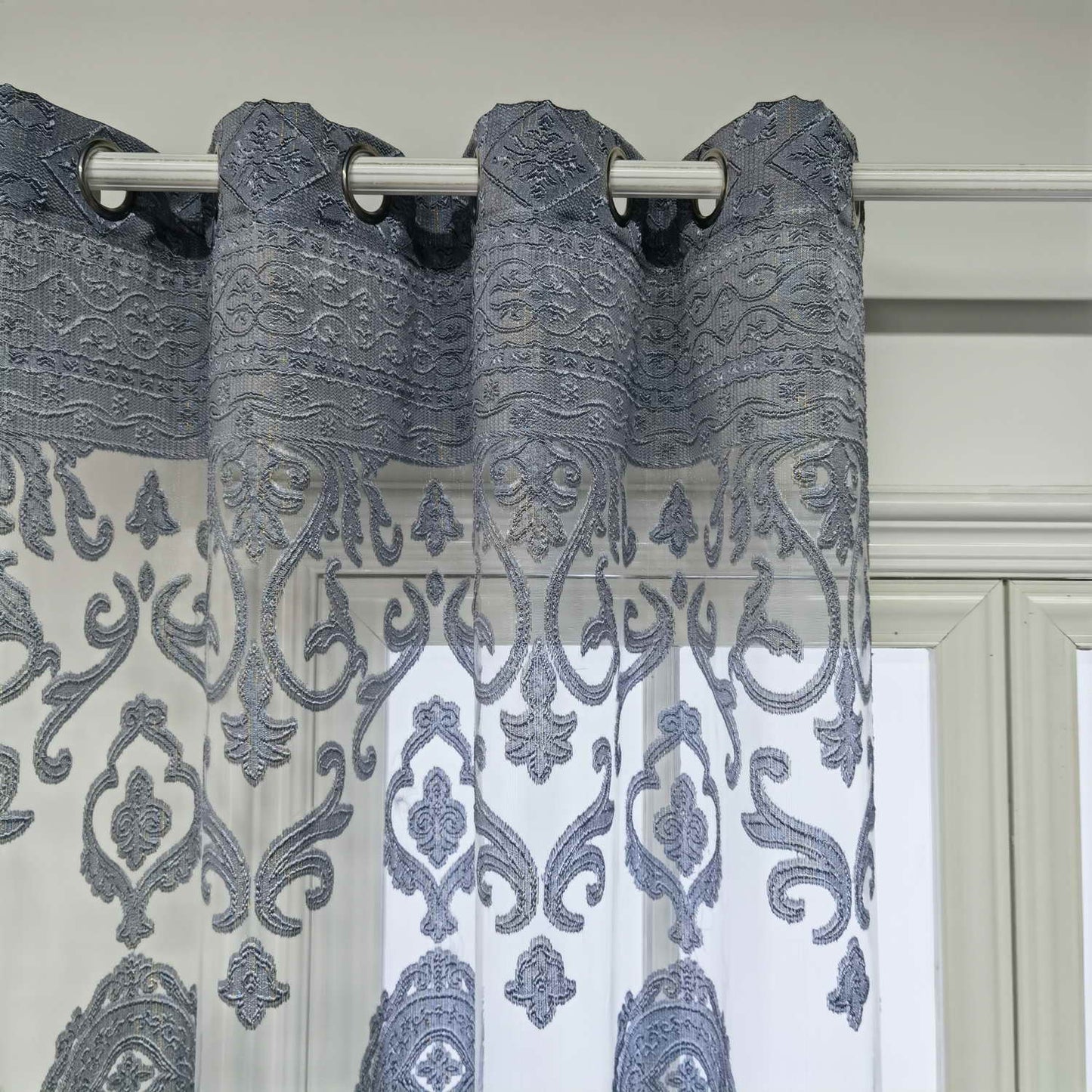 1pc Luxurious European-Style Grey Tulle Sheer Curtain - Elegant Grommet Top Drapes with Soft Filtered Light, Privacy, and Thermal Insulation for Living Room, Bedroom, Sliding Glass Door, and Patio - Enhance Your Home Decor with Sophisticated Style