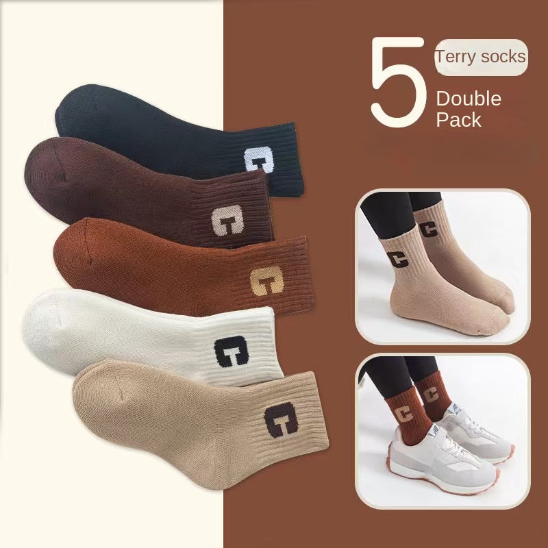 5 Pairs Of Boy's Thickened Thermal Ankle Socks, Vintage Comfy Breathable Socks For Kid's Wearing