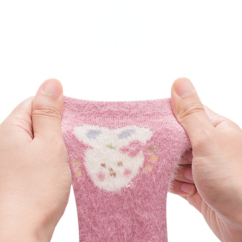 3 Pairs Of Winter Cartoon Baby Plush Socks Non-slip Dotted Floor Socks Baby Toddler Socks