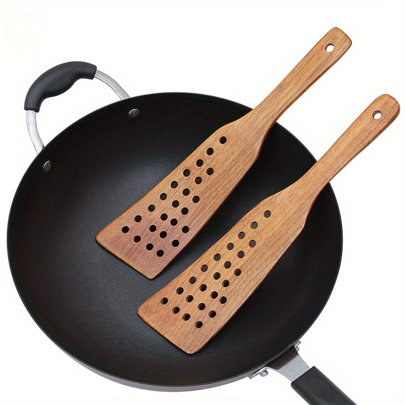 1pc Multifunctional Wooden Slotted Turner - Non-Stick, Heat-Resistant, Ergonomic Handle, Perfect for Pancake Cooking, Kitchen Gadgets, Cheap Items for Home Cooking, Cooking Essentials