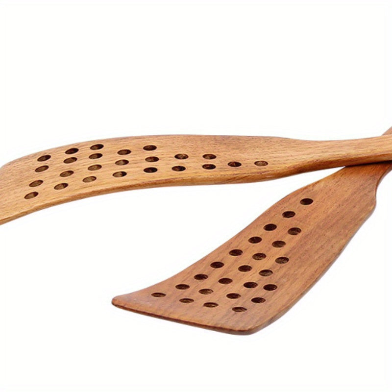 1pc Multifunctional Wooden Slotted Turner - Non-Stick, Heat-Resistant, Ergonomic Handle, Perfect for Pancake Cooking, Kitchen Gadgets, Cheap Items for Home Cooking, Cooking Essentials