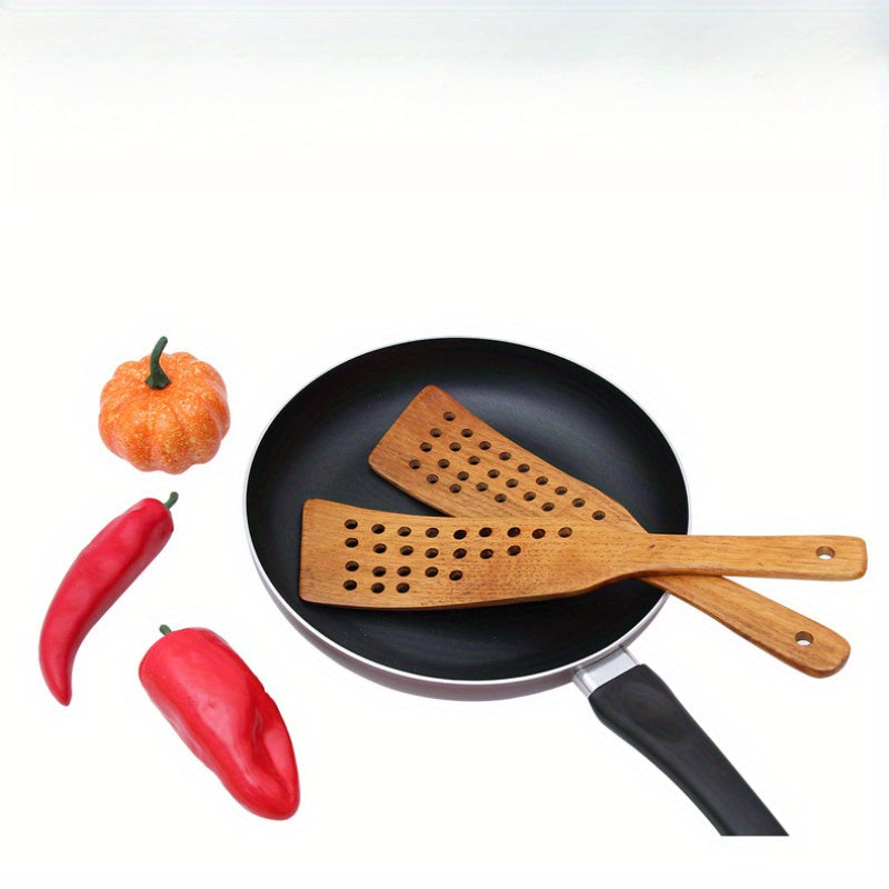 1pc Multifunctional Wooden Slotted Turner - Non-Stick, Heat-Resistant, Ergonomic Handle, Perfect for Pancake Cooking, Kitchen Gadgets, Cheap Items for Home Cooking, Cooking Essentials