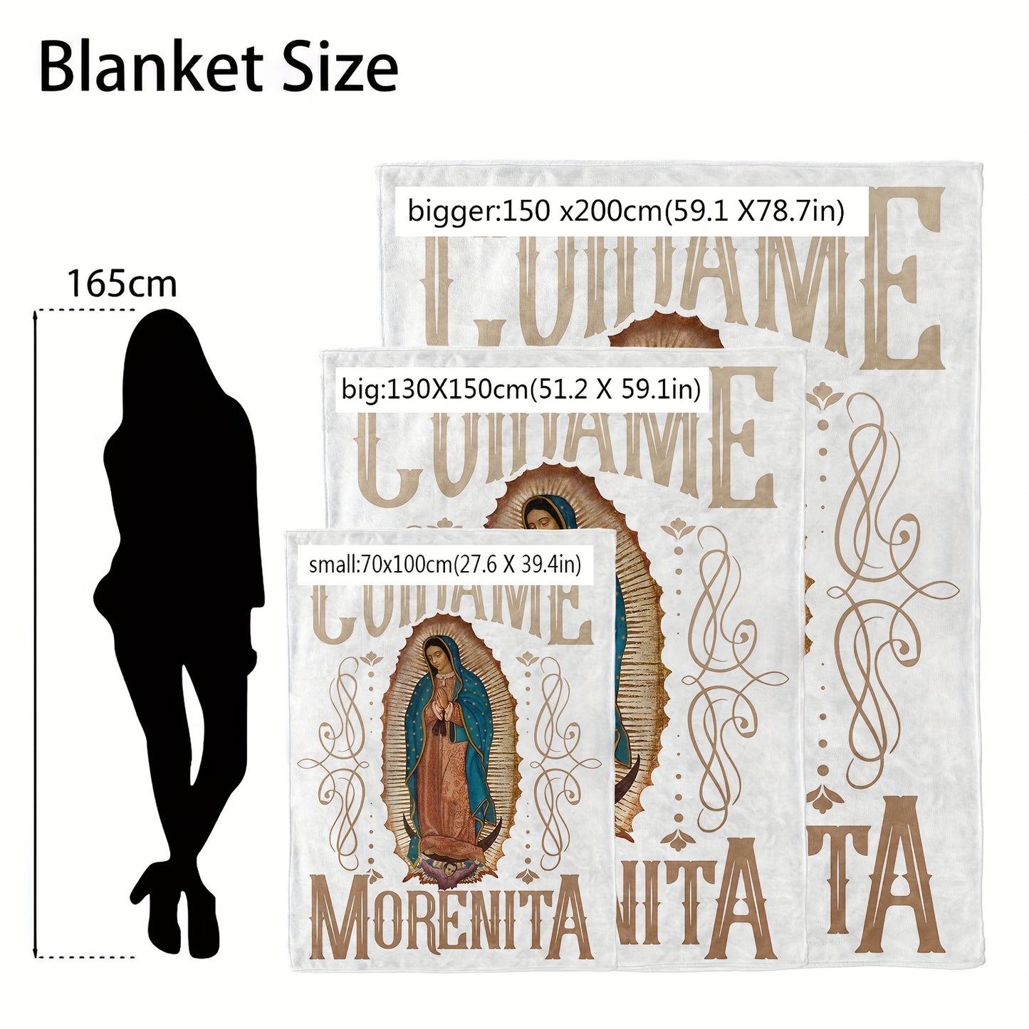 1pc Soft Virgin Mary Print Blanket - Cozy Skin-Friendly Throw for TV Sofa, Camping, Outdoor, Lunch Break, and Multi-Purpose Use - Gentle, Breathable, and Lightweight for Ultimate Comfort