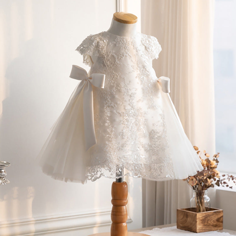 ZllKl One Year Old Celebration Dress Baby Lace Dress 1-2 Years Old Birthday Dress Girls' Performance Dress Children's Dress Princess Dress