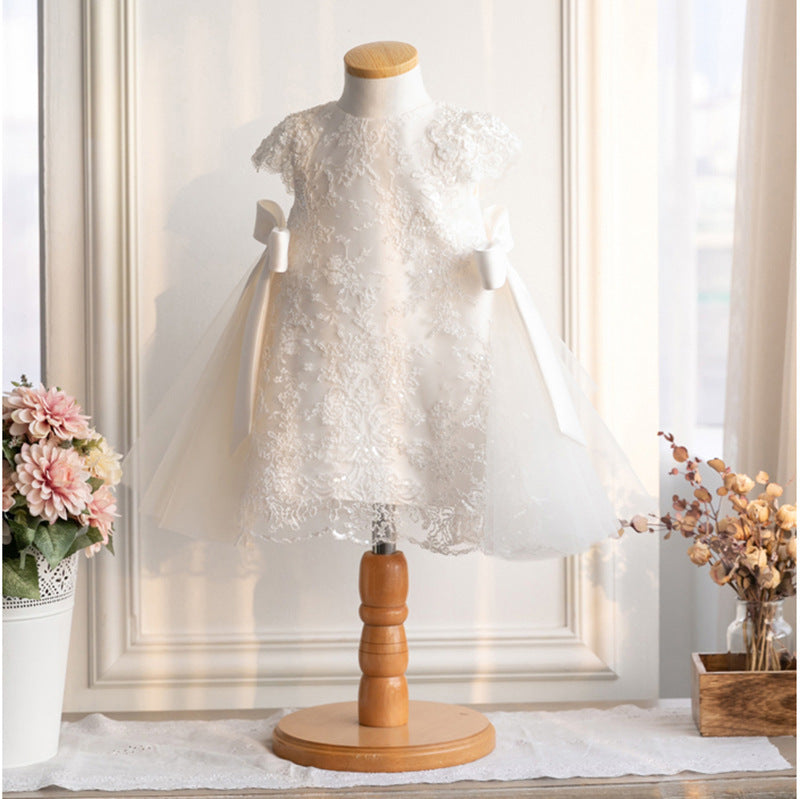 ZllKl One Year Old Celebration Dress Baby Lace Dress 1-2 Years Old Birthday Dress Girls' Performance Dress Children's Dress Princess Dress