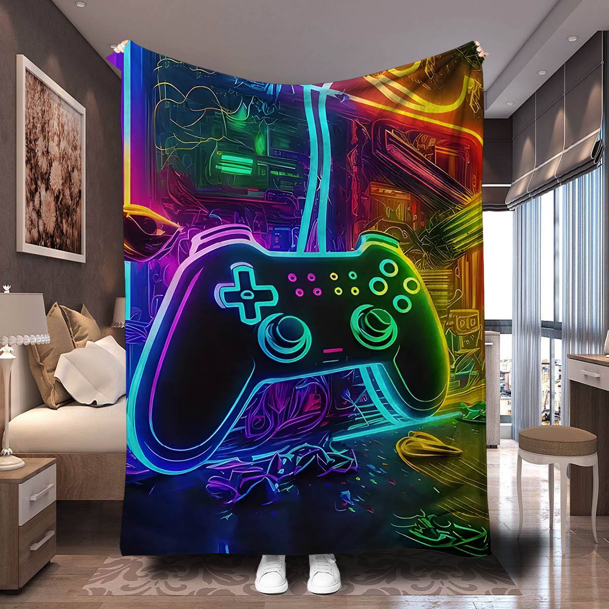 1pc Cozy Gamepad Flannel Blanket - Soft, Warm, and Creative Gift for Friends and Family - Perfect for Couch, Bed, Car, Office, Camping, and Travel