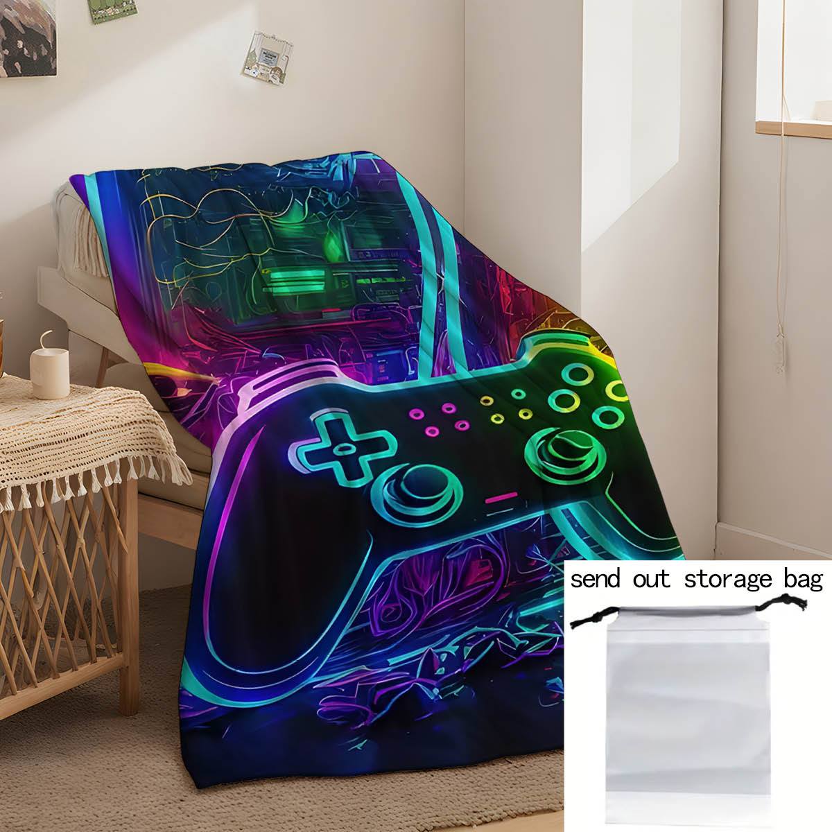 1pc Cozy Gamepad Flannel Blanket - Soft, Warm, and Creative Gift for Friends and Family - Perfect for Couch, Bed, Car, Office, Camping, and Travel