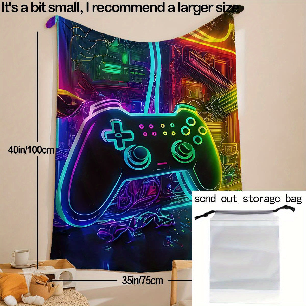 1pc Cozy Gamepad Flannel Blanket - Soft, Warm, and Creative Gift for Friends and Family - Perfect for Couch, Bed, Car, Office, Camping, and Travel