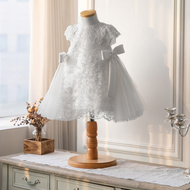 ZllKl One Year Old Celebration Dress Baby Lace Dress 1-2 Years Old Birthday Dress Girls' Performance Dress Children's Dress Princess Dress