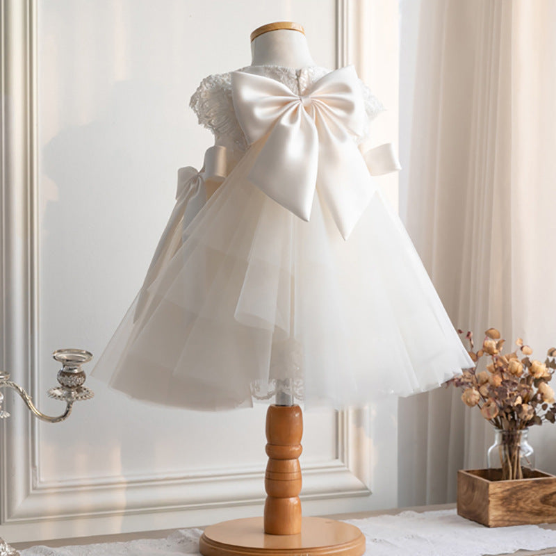 ZllKl One Year Old Celebration Dress Baby Lace Dress 1-2 Years Old Birthday Dress Girls' Performance Dress Children's Dress Princess Dress
