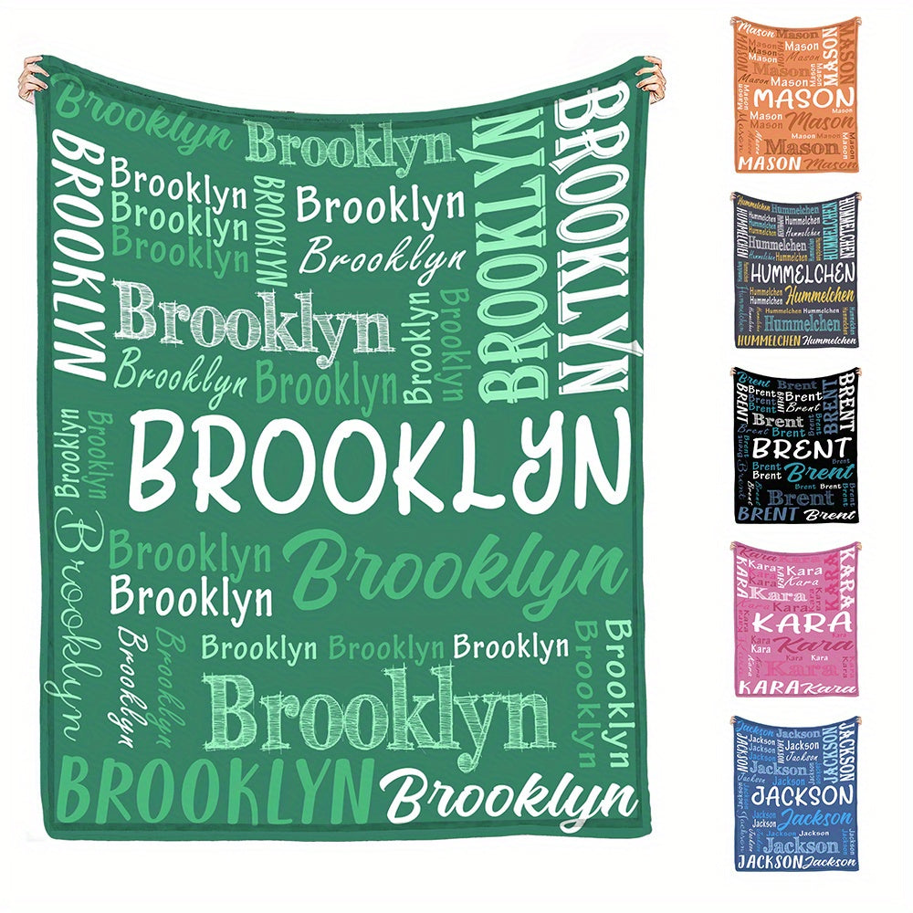 1pc Personalized Luxurious Flannel Blanket - Custom Name Design, Ultra-Soft & Cozy for All-Season Comfort - Perfect Gift for Adults, Ideal for Home, Picnic, and Travel Adventures