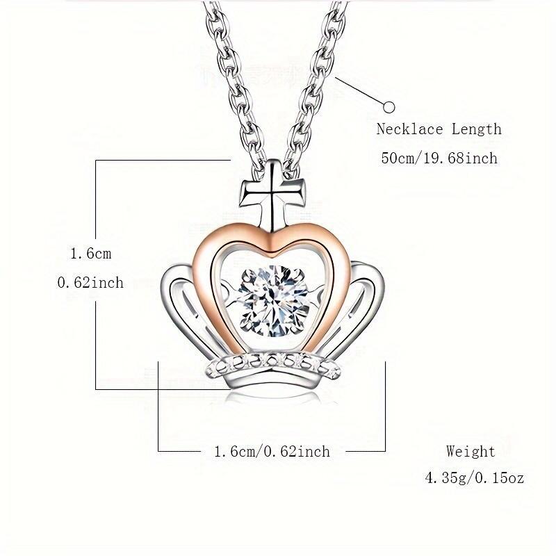 Trendy Synthetic Cubic Zirconia Crown Pendant Necklace - Stunning Mosaic Design, Copper Material, No Plating, Fashionable Decorative Accessory - Perfect Gift for Daughter, Party, Holiday, Birthday, Graduation