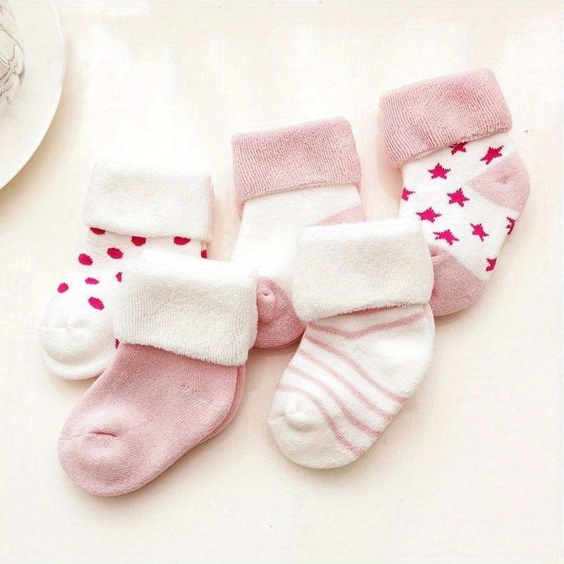 5 Pairs Toddler's Novelty Cartoon Cute Floor Socks, Cotton Breathable Thickened Warm Socks, Boys Girls Kids Socks For Autumn And Winter
