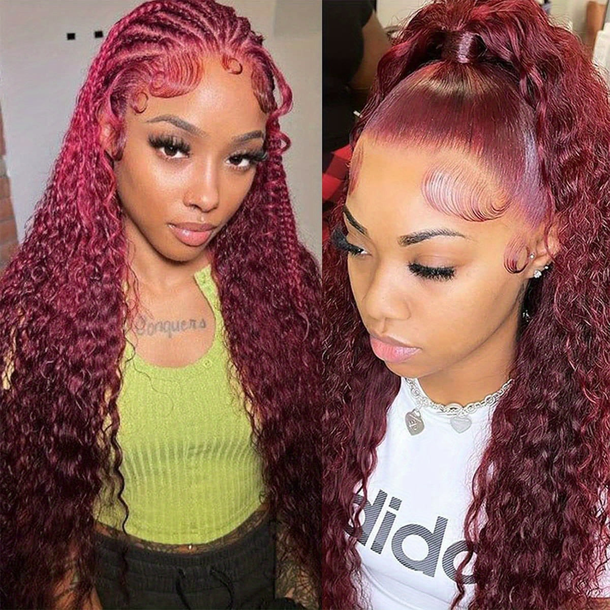 Burgundy Lace Front Wigs Human Hair Pre Plucked 99J Deep Wave Wig 13x4 HD Lace Frontal Wigs For Women Human Hair Red Colored Wet And Wavy Curly Wigs