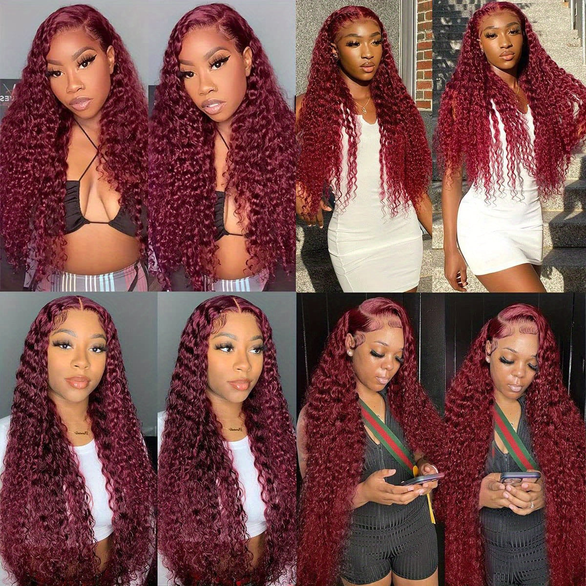 Burgundy Lace Front Wigs Human Hair Pre Plucked 99J Deep Wave Wig 13x4 HD Lace Frontal Wigs For Women Human Hair Red Colored Wet And Wavy Curly Wigs