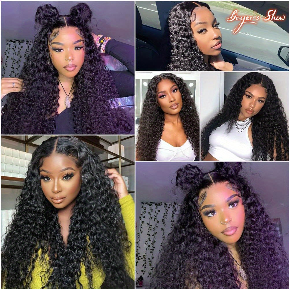 250% Density 28 Deep Curly Lace Front Wig - Pre-Plucked with Baby Hair, Natural Black Color, Kinky Curly Style, 13x6 Lace Area, Basics Style, Suitable for All Women