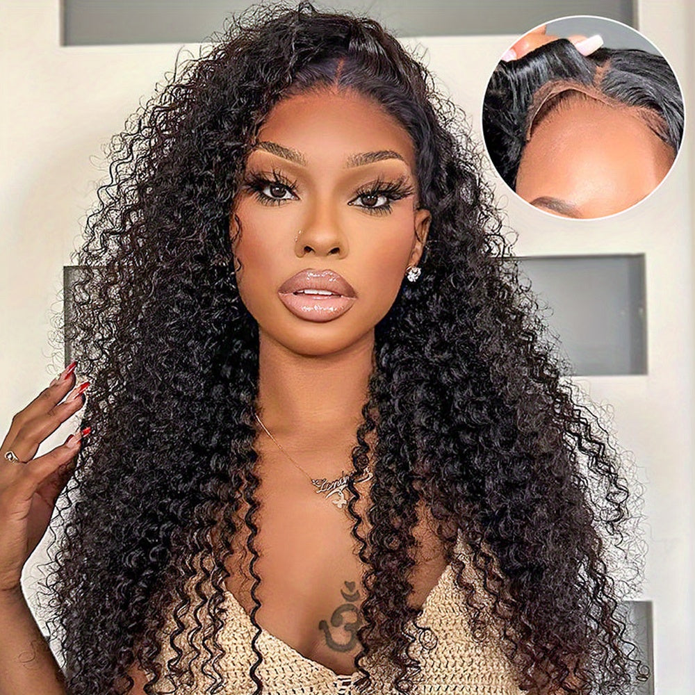 Bye Bye Knots Wear and Go Glueless Wig Pre cut Lace Closure Wig 13x6 Jerry Curly Put on and Go Lace Front Wigs Human Hair 200% Density Natural Color