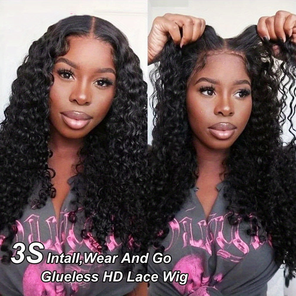 Bye Bye Knots Wear and Go Glueless Wig Pre cut Lace Closure Wig 13x6 Jerry Curly Put on and Go Lace Front Wigs Human Hair 200% Density Natural Color