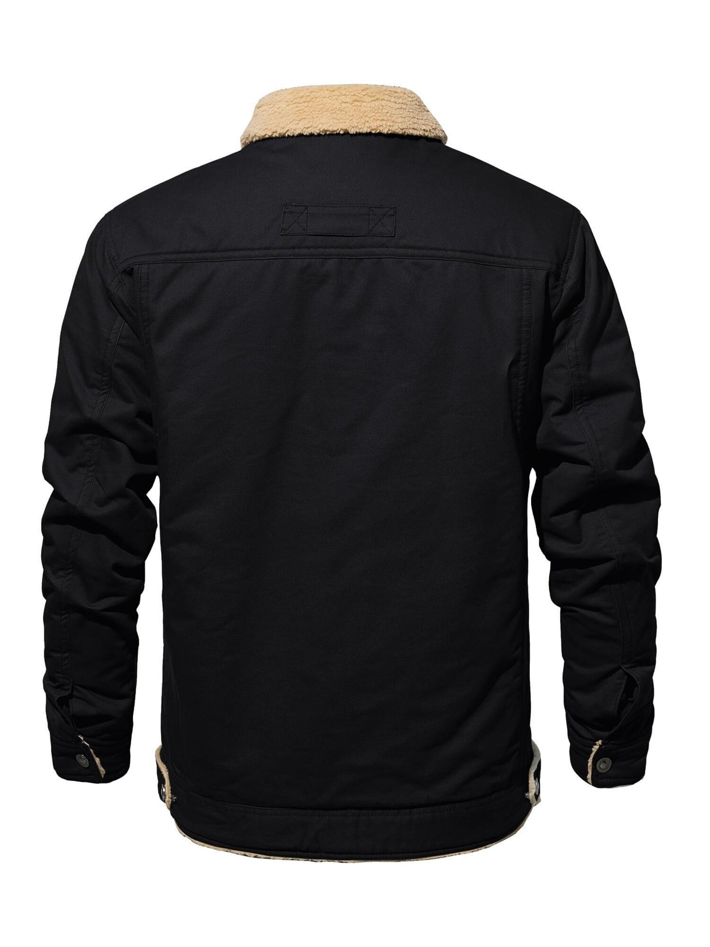 FASBUCO Men's Pure Cotton Cargo Jacket - Thick Fleece Lined, Windproof, Lapel Coat with Button Pockets, Closure, Solid Color, Breathable, Casual, Suitable for Fishing, Hiking, Traveling, Dating, and Outdoor Activities in Cold Weather