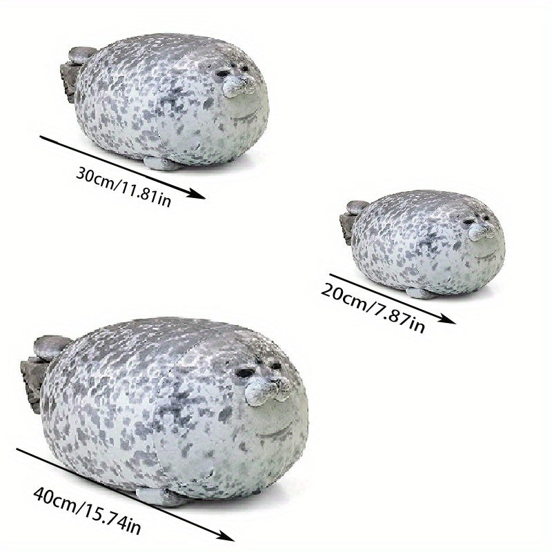 Vintage-Style Chubby Seal Plush Pillow - Soft Polyester, Animal Theme, Perfect for Bed & Sofa Decor, Ideal Gift for Birthdays, Valentine's Day, Christmas