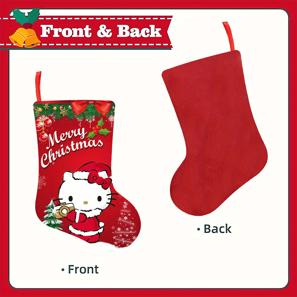 Hello Kitty Christmas Stockings - Festive Decorative Socks for Holiday Gifts & Home Decor, Polyester, No Power Needed, Christmas Decor
