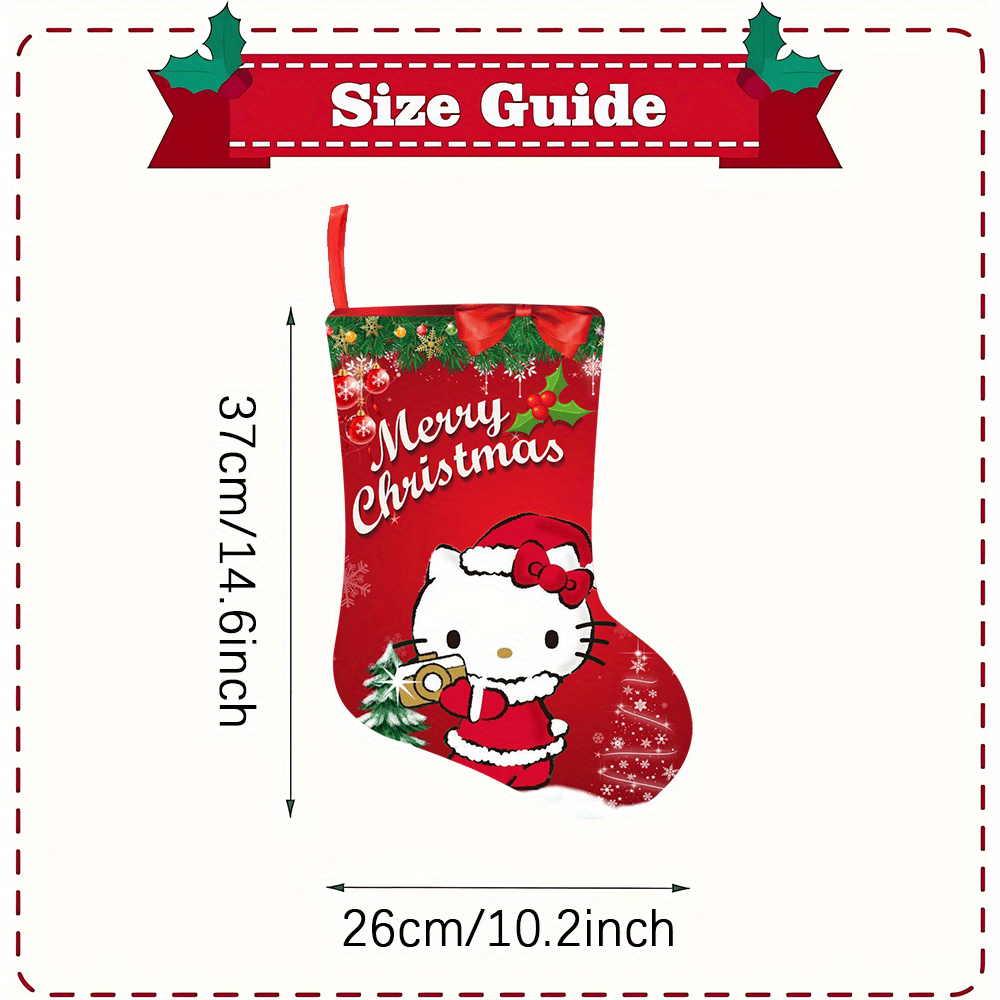 Hello Kitty Christmas Stockings - Festive Decorative Socks for Holiday Gifts & Home Decor, Polyester, No Power Needed, Christmas Decor