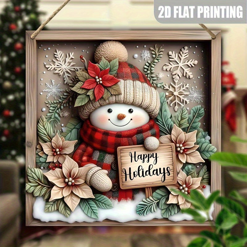 8 Inch Wooden Charming Snowman Christmas Sign for Living Room, Office, Bedroom and Balcony, Perfect for Holiday & Winter Decoration