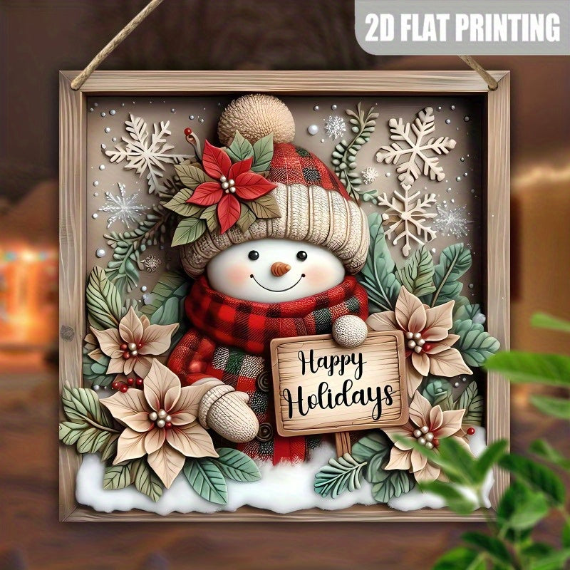 8 Inch Wooden Charming Snowman Christmas Sign for Living Room, Office, Bedroom and Balcony, Perfect for Holiday & Winter Decoration