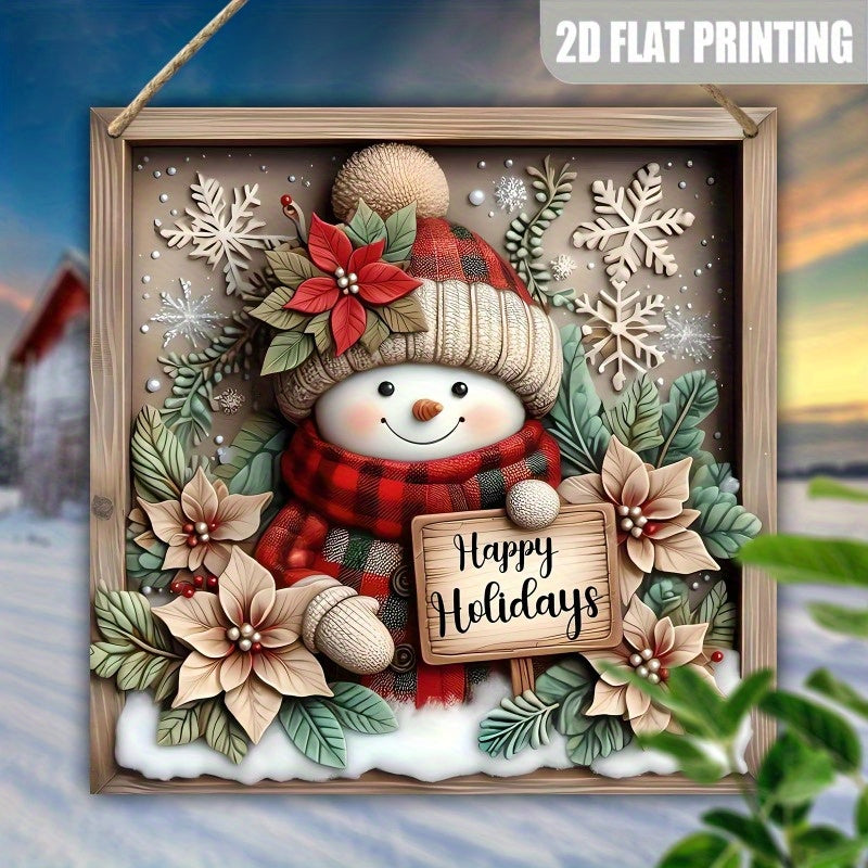 8 Inch Wooden Charming Snowman Christmas Sign for Living Room, Office, Bedroom and Balcony, Perfect for Holiday & Winter Decoration