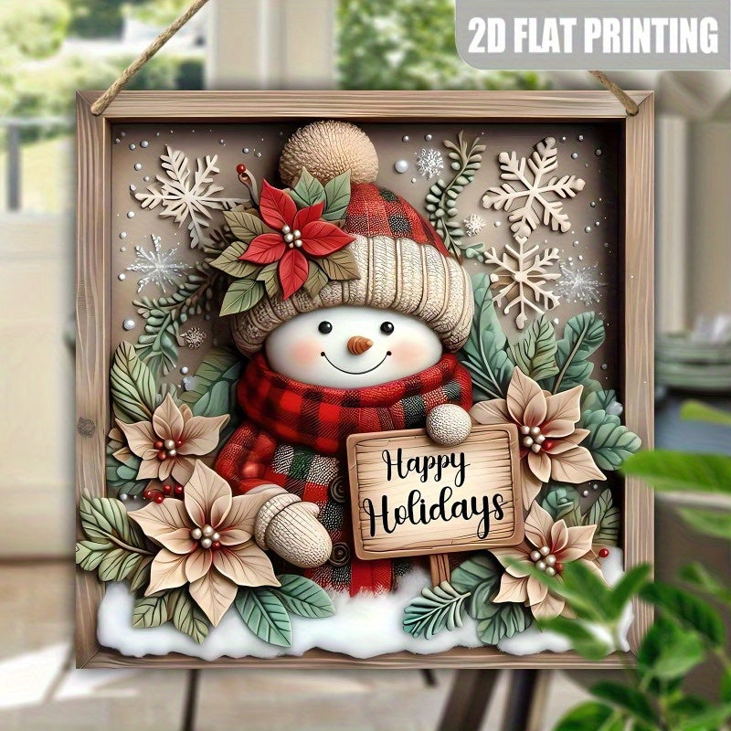 8 Inch Wooden Charming Snowman Christmas Sign for Living Room, Office, Bedroom and Balcony, Perfect for Holiday & Winter Decoration