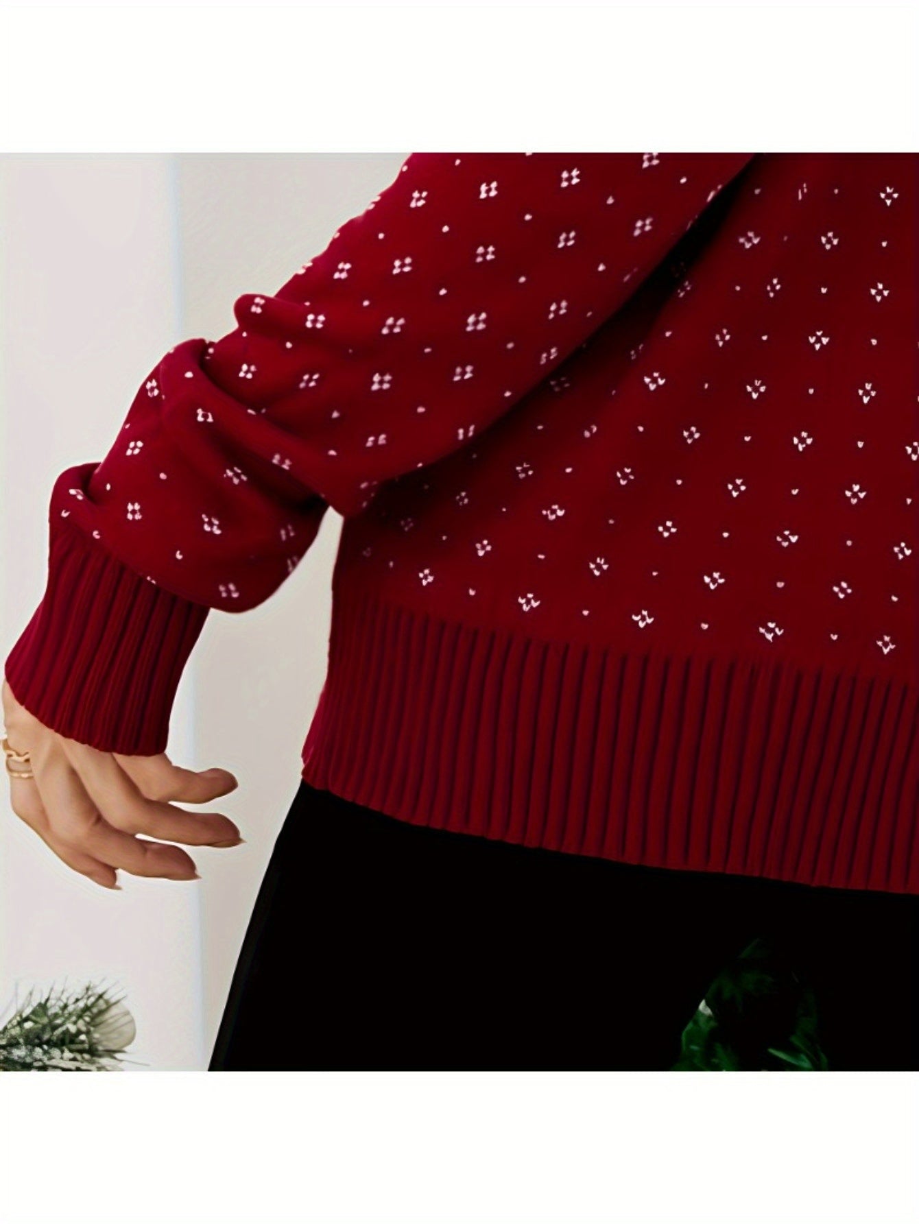 Fashion Women's Turtleneck Christmas Knitted Sweater Snowflake Print Long Sleeve Pullover Winter Warm Tops