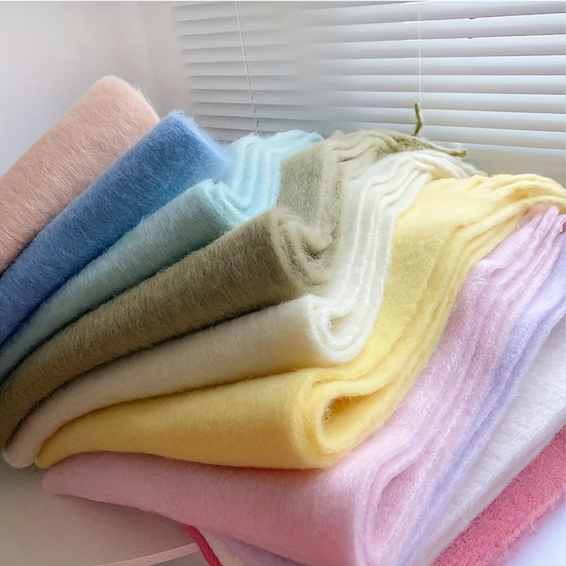 Fluffy Chunky Scarf - Luxurious Imitation Cashmere, Ultra-Soft and Cozy, Timeless Solid Color Design, Elegant and Sophisticated, Generously Long with Fashionable Tassel, Thickened for Extra Warmth, Cold-Weather Ready, Versatile and Easy to Style - Perfect