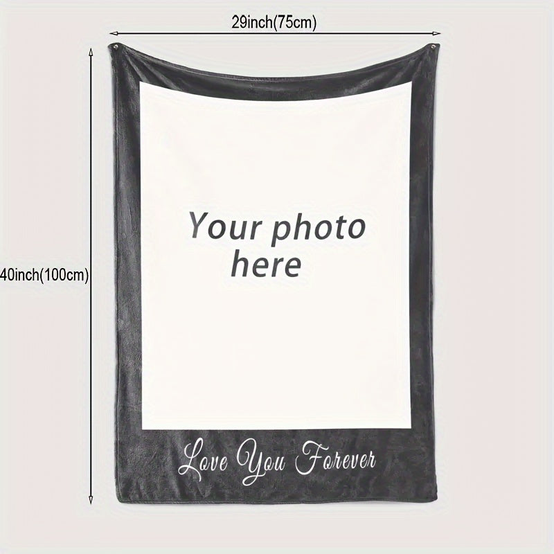 1pc Customizable Photo Flannel Blanket - Soft, Cozy, Multi-Purpose Throw for Holiday, Outdoor, Beach, Camping, Living Room, Sofa, Pet, Office - Unique Gift Idea with Personalized Touch