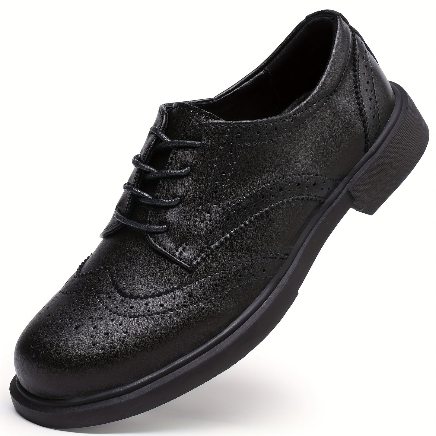 Women's Classic Oxford Lace Up Business Dress Pointed Thick Leather Formal Shoes