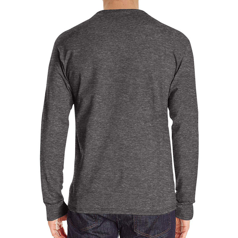 ZLLKL 2025 Popularan New men's clothing autumn and winter men's Henry collar long-sleeved t-shirt solid color Popular trade t-shirt men's bottoming shirt T-shirt