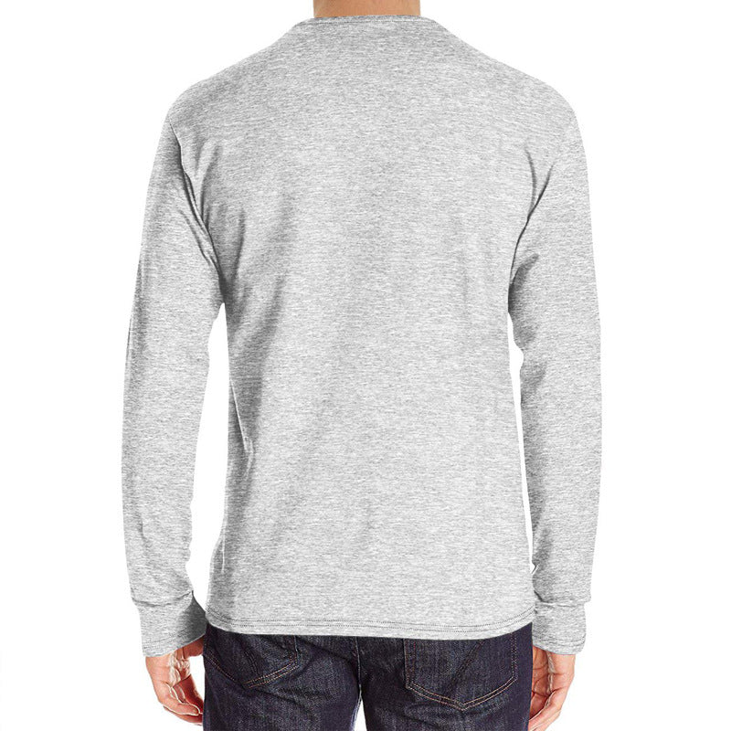 ZLLKL 2025 Popularan New men's clothing autumn and winter men's Henry collar long-sleeved t-shirt solid color Popular trade t-shirt men's bottoming shirt T-shirt