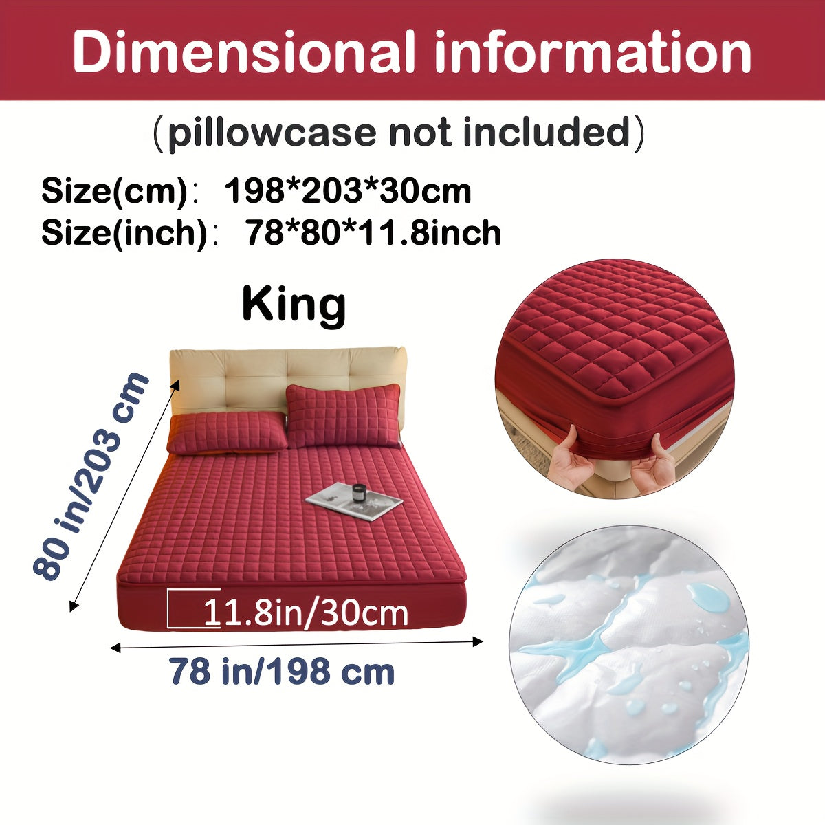 1pc Deluxe Hypoallergenic Mattress Protector - Deep Pocket, Quilted, Waterproof and Soft, for Comfortable Sleep in Bedroom or Guest Room