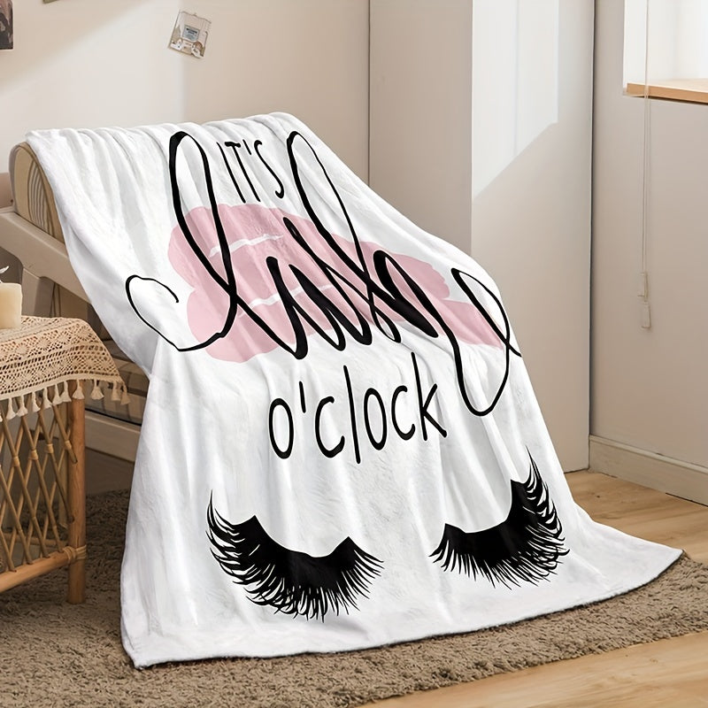 1pc Abstract Eyelashes Nap Blanket, Soft Air Conditioning Throw Blanket For Couch Bed Sofa Travelling, Birthday Gift