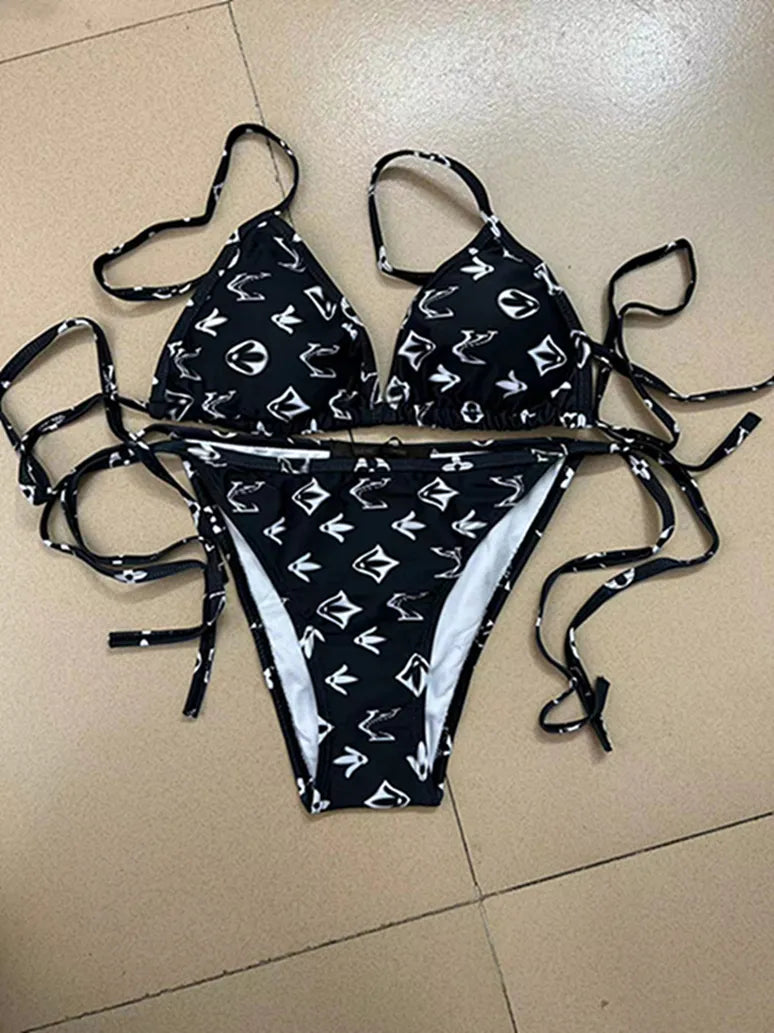 Women Black One Piece Swimwear Designer Padded Bikinis ss Summer Beach Swim Biquinis Letter Print Vacation Hot Spring Bathing Suit #3288