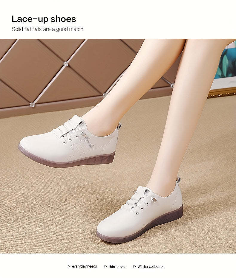 Comfortable Solid Color Oxford Shoes for Women - Non Slip, Lightweight, Soft Sole, Low-Top, Perfect for Daily Walking and Casual Occasions - All-Season, Plain Toe, Easy Slip-On Design