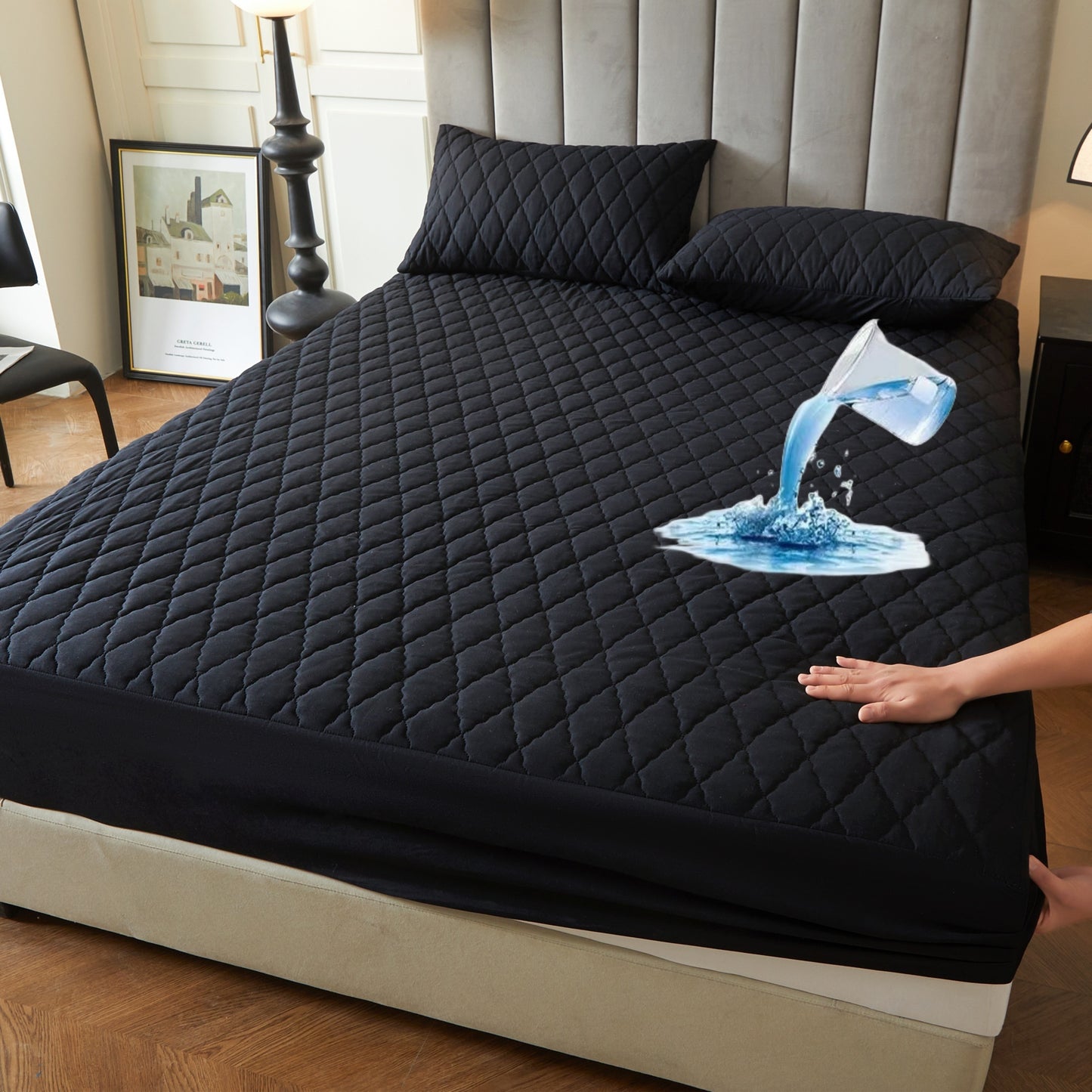 1pc Solid Color Luxurious Mattress Protector - Waterproof, Soft & Cozy Cover - Non-slip All-inclusive Guest Room Bedding - Excludes Pillowcase & Pillow Insert