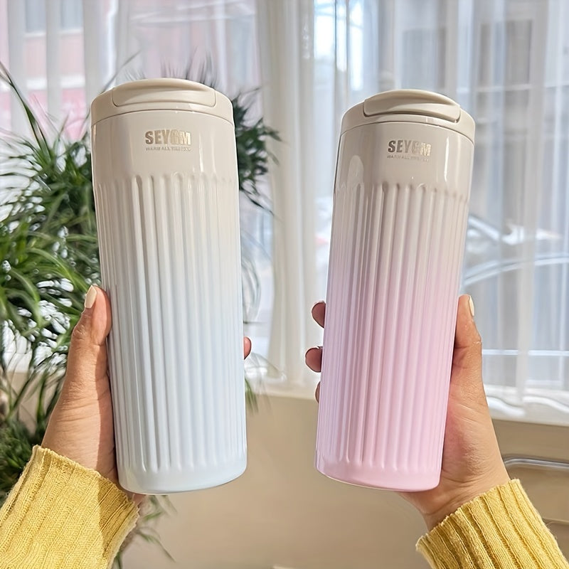 500ml Gradient Insulated Stainless Steel Coffee Tumbler - Wide Mouth, Double-Layer Heat Preservation, Reusable Travel Mug with Silicone Base - Perfect for On-the-Go Coffee Lovers