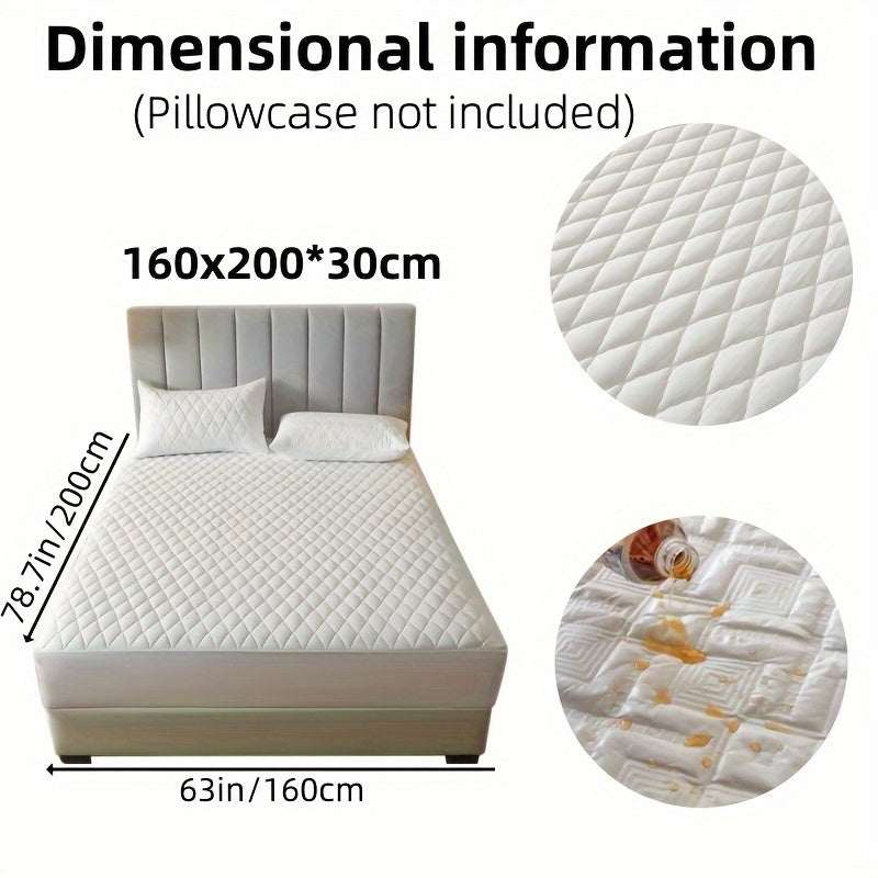 1pc Solid Color Luxurious Mattress Protector - Waterproof, Soft & Cozy Cover - Non-slip All-inclusive Guest Room Bedding - Excludes Pillowcase & Pillow Insert