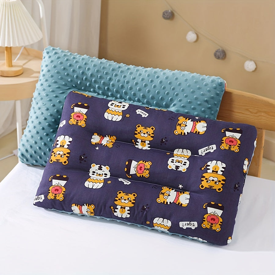 Double-Sided Kids Animal Print Cotton Pillow for Children Ages 3-12, Machine Washable, Fade & Soil Stain Resistant, Polyester Filled for Versatile Bedding