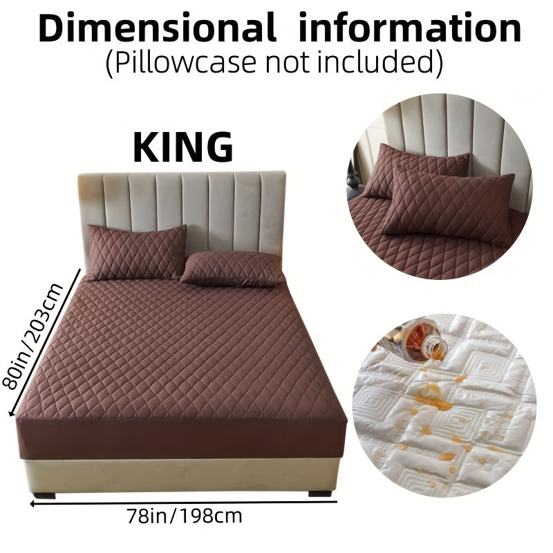 1pc Solid Color Luxurious Mattress Protector - Waterproof, Soft & Cozy Cover - Non-slip All-inclusive Guest Room Bedding - Excludes Pillowcase & Pillow Insert