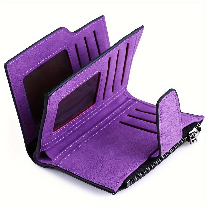 Vintage Solid Color Short Wallet, All-Match Clutch Coin Purse, Classic Credit Card Holder