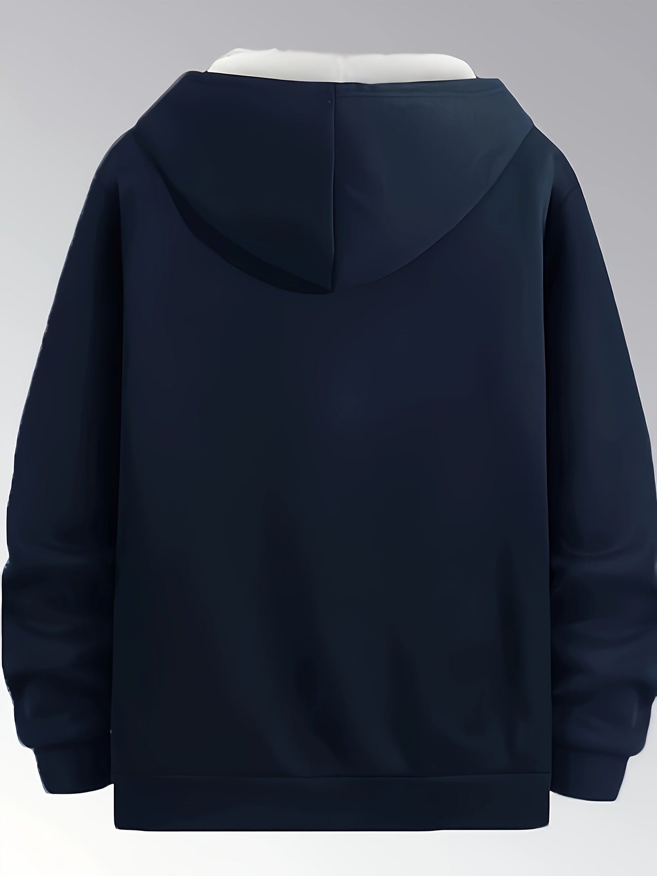 Men's Plus Size Fashion Hoodie with Letter Print - Casual Pullover with Zip Pockets, Polyester Blend, Machine Washable - Perfect for Fall & Winter, PLUS SIZE