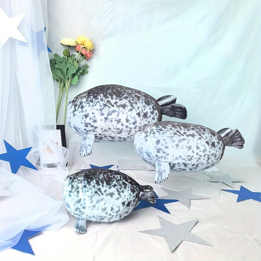 Vintage-Style Chubby Seal Plush Pillow - Soft Polyester, Animal Theme, Perfect for Bed & Sofa Decor, Ideal Gift for Birthdays, Valentine's Day, Christmas