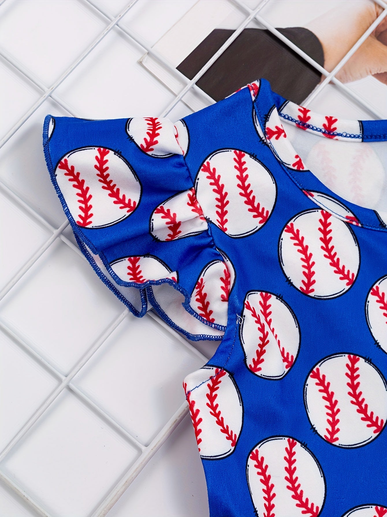Summer-Fun Baseball Graphic Dress for Girls - High-Stretch, Fit & Flare, Durable & Comfortable